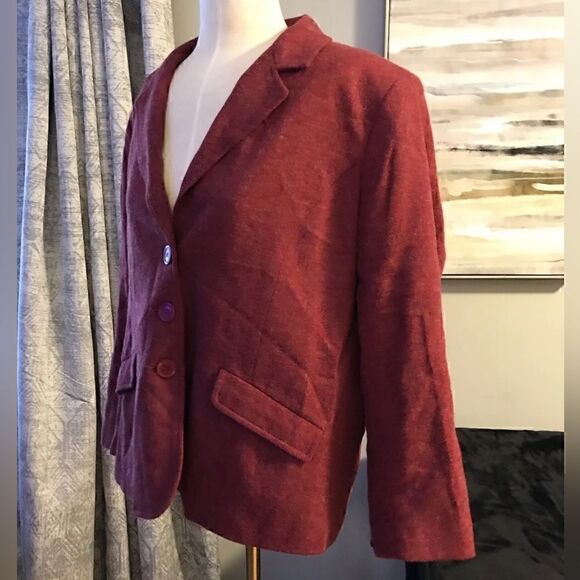 APPLESEED’S Red Wool Button Blazer Coat Jacket - 14 - New without tags - Picture 3 of 12